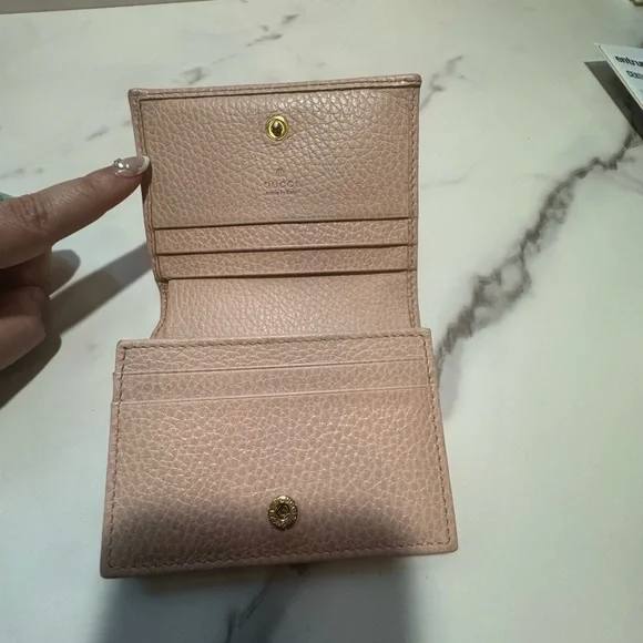 Gucci GG Marmont Pink Leather Compact Wallet with box and dust bag